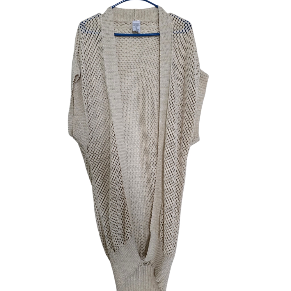 Time and Tru Open-Knit Beige Women's Cardigan
